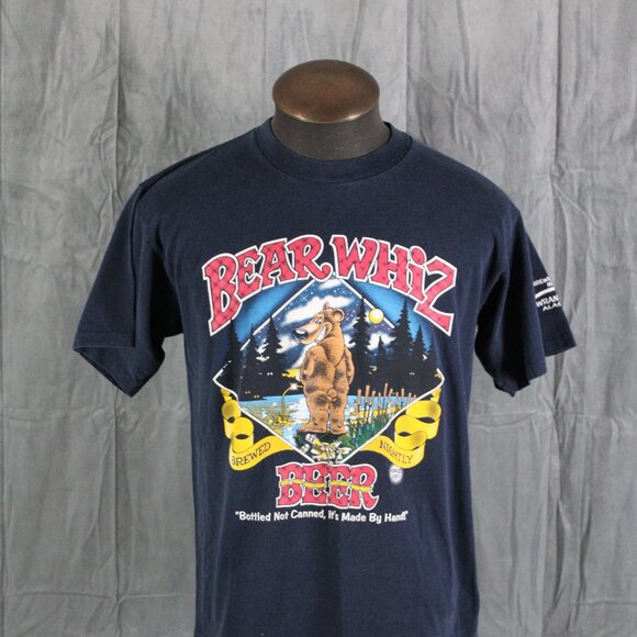 Vitnage Beer Shirt - Bear Whiz Beer Bottle Tag Graphic - Men's Large - Picture 3 of 10